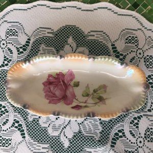 Vintage Porcelain Pink Rose Dish